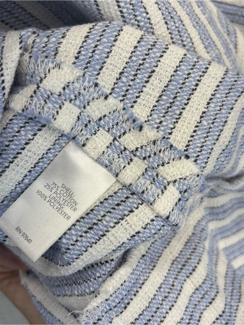 J Jill Plus Size L Spectator Blazer Blue White Striped Jacket Coastal Nautical - Picture 11 of 11